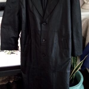 Genuine Long leather Coat Size L